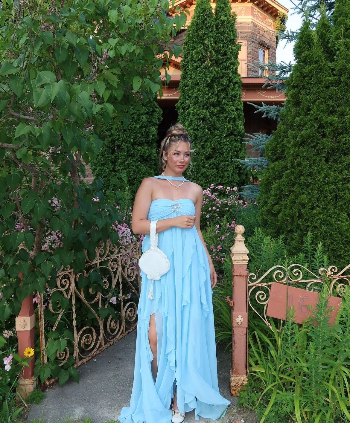Modest A line Sweetheart Blue Chiffon Prom Dresses Long Party Dress 18th Birthday Outfits Graduation Dress RB1724
