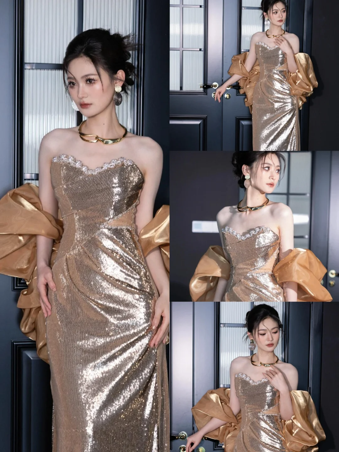 Robe de bal sirène scintillante à paillettes dorées et décolleté en cœur, tenue de soirée pour 18e anniversaire, RB1779