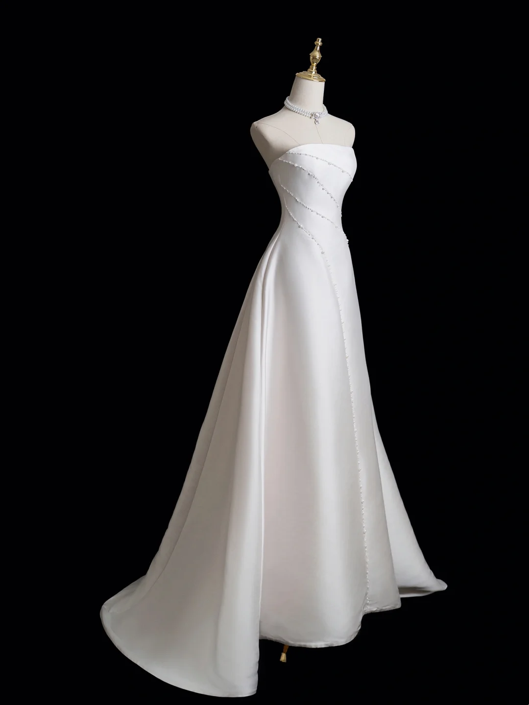 Robe de mariée vintage en satin, sans bretelles, longue et ajustée, style robe de bal, RB1846