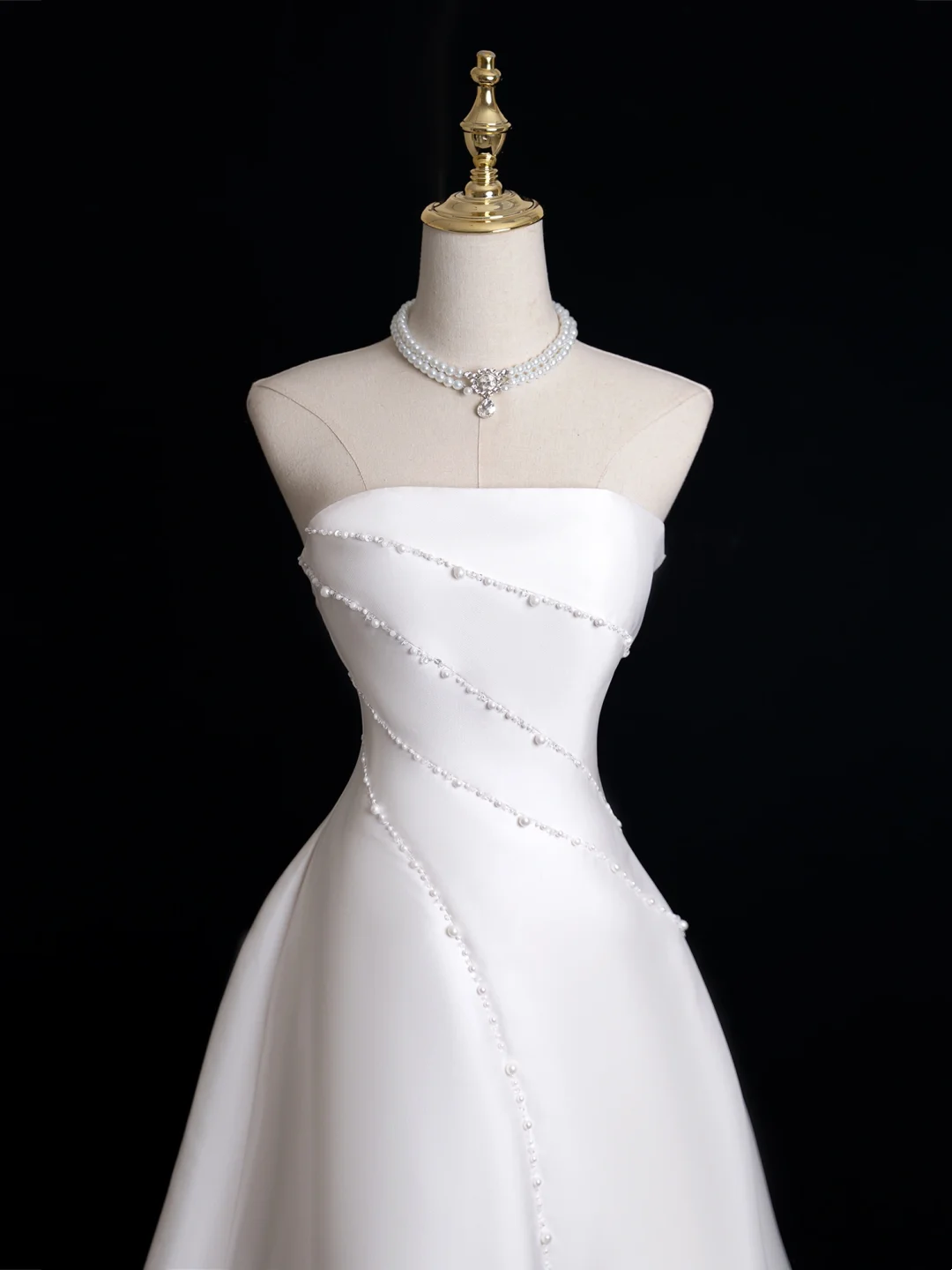 Robe de mariée vintage en satin, sans bretelles, longue et ajustée, style robe de bal, RB1846