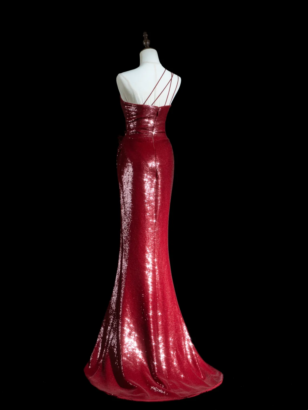 Sparkle Mermaid One Shoulder Burgundy Sequin Long Prom Dresses Impress 18th Birthday Outfits Prom Gown RB1850