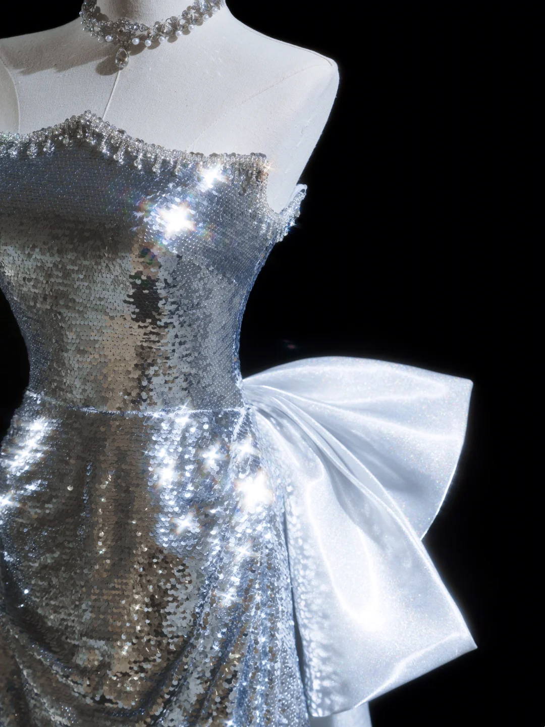 Glitter Mermaid Strapless Sequin Silver Long Prom Dresses For Teens Formal Dress Birthday Outfits Prom Gown RB1919
