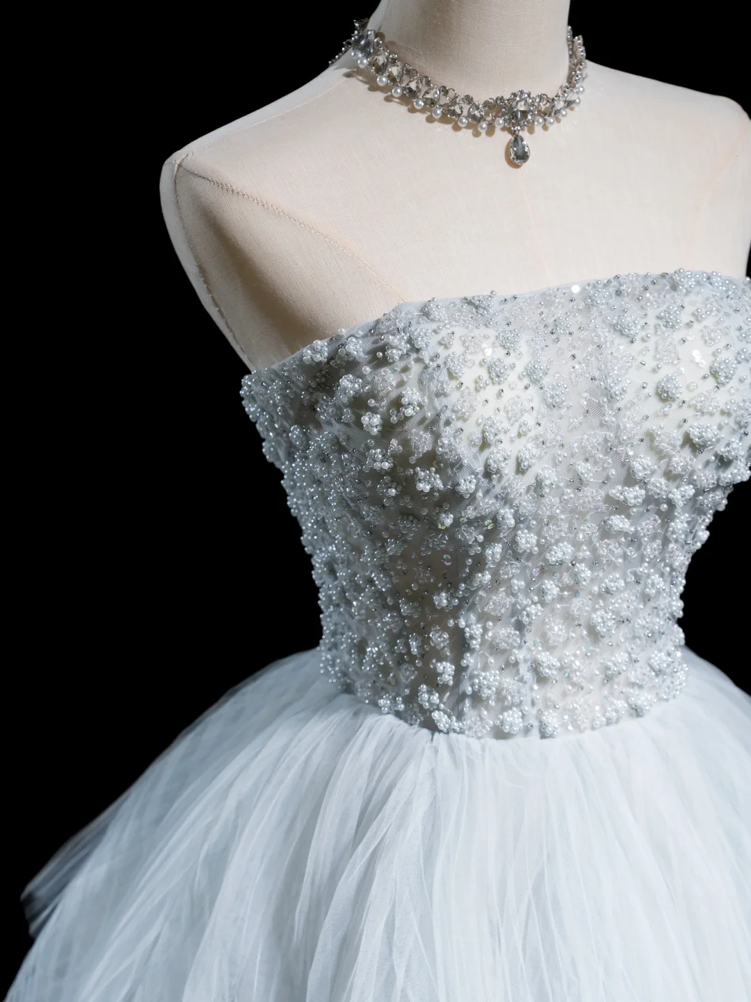Timeless Ball Gown Strapless Light Sky Blue Tulle Long Prom Dresses For Teens Formal Dress Floor Length Prom Gown RB1857