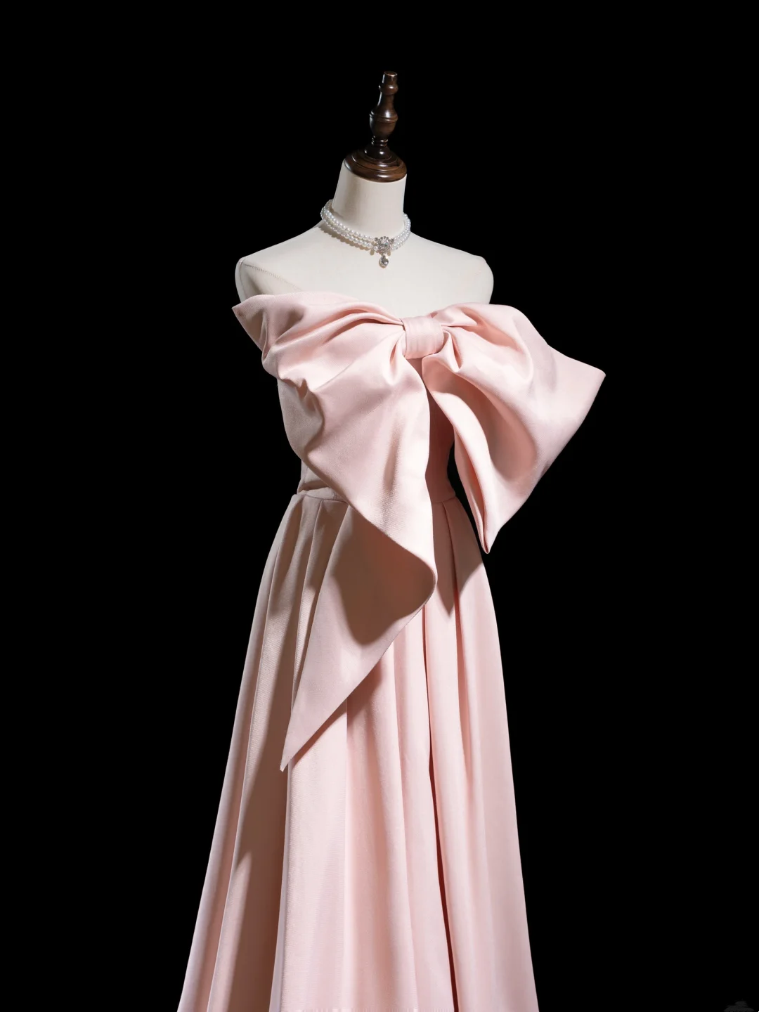 Retro A Line Strapless Pink Satin Long Prom Dresses Impress 18th Birthday Outfits Prom Gown RB1863