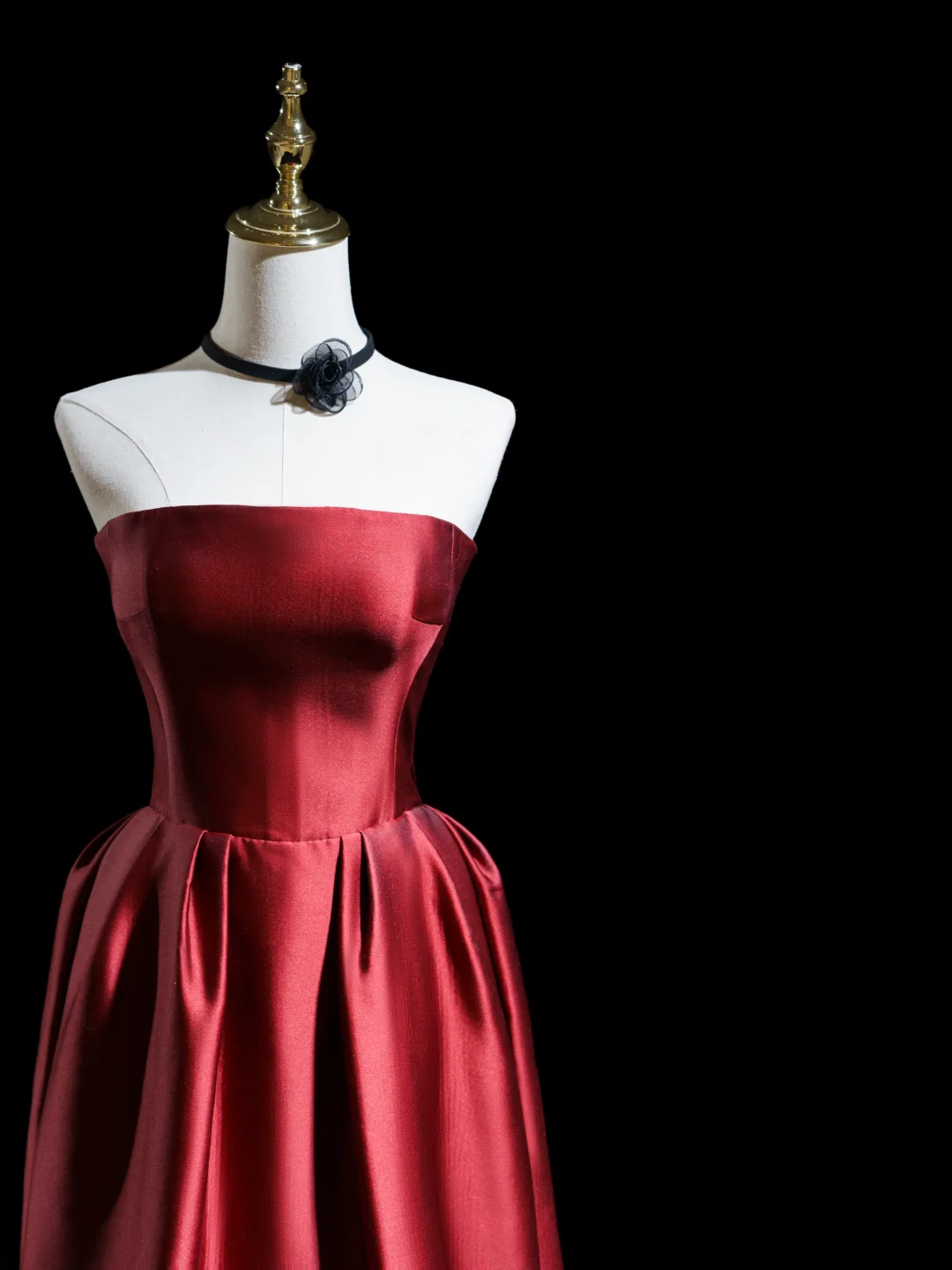 Robe de bal longue en satin bordeaux, coupe trapèze rétro, sans bretelles, tenue de bal impressionnante pour un 18e anniversaire, RB1864