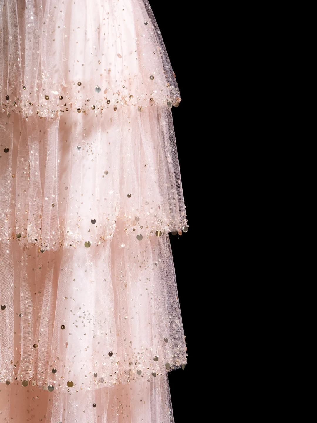 Robe de bal longue style rétro, coupe trapèze, col montant, paillettes rose blush, tenue de bal pour un 20e anniversaire, RB1872