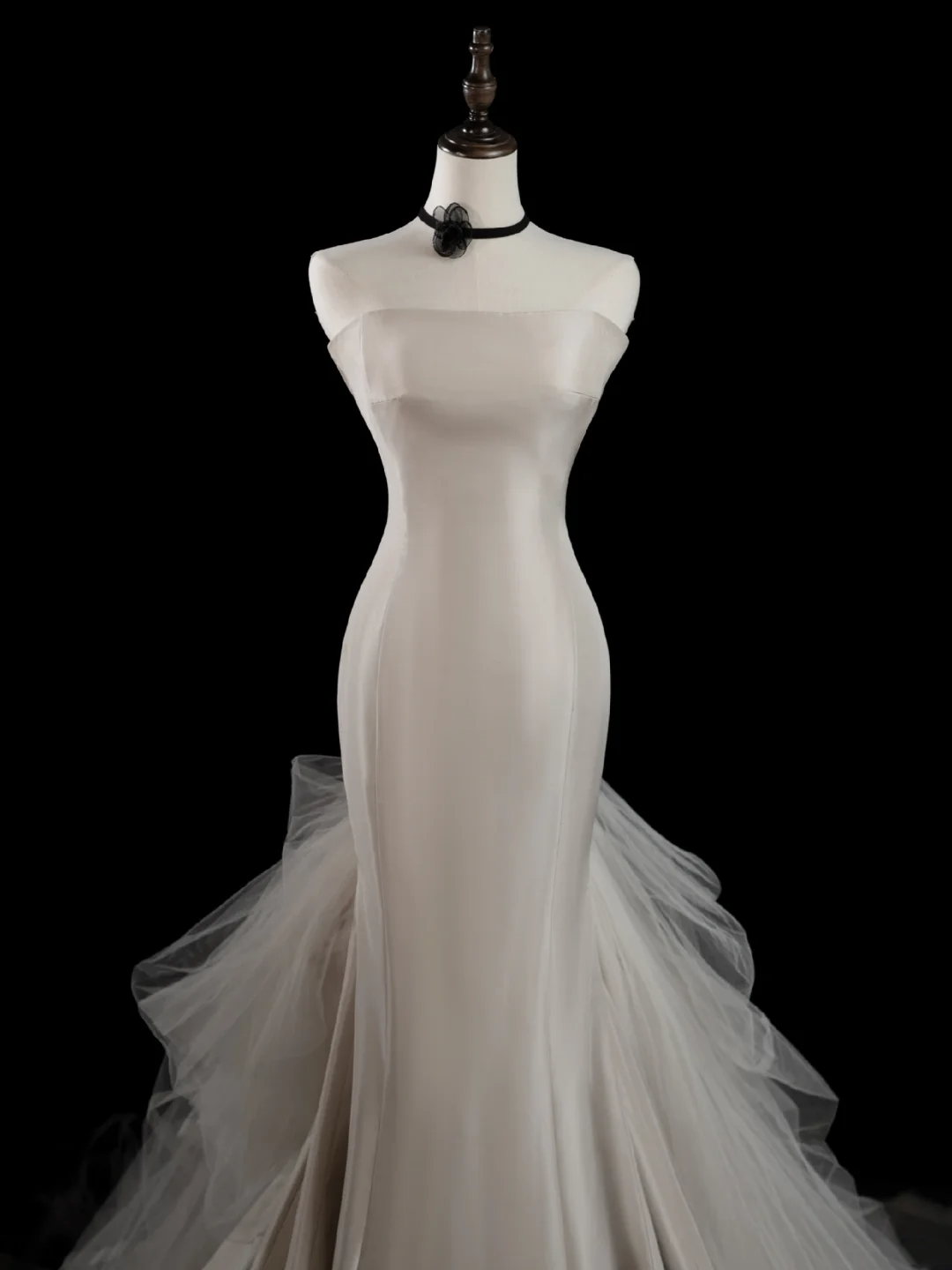 Vintage Mermaid Strapless Sleeveless White Fitted Long Wedding Dress Bride Gown Wedding Dresses RB1876