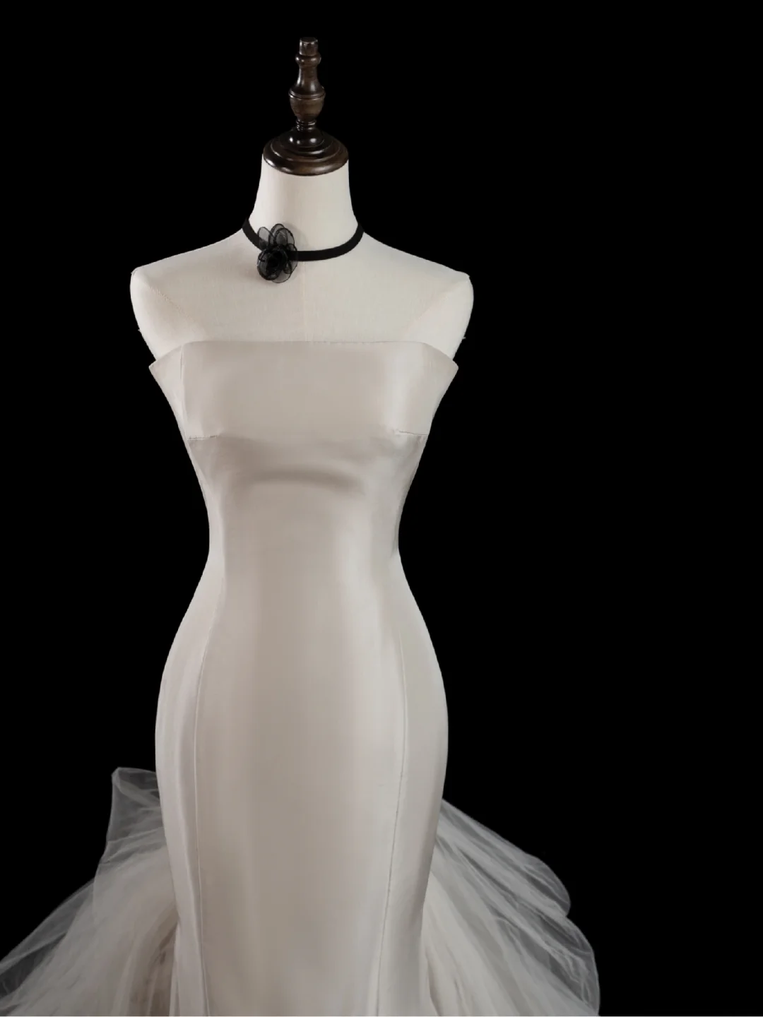Vintage Mermaid Strapless Sleeveless White Fitted Long Wedding Dress Bride Gown Wedding Dresses RB1876