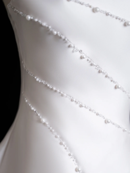 Timeless Ball Gown Strapless Sleeveless Satin Fitted Long Wedding Dress Bride Gown Wedding Dresses RB1876