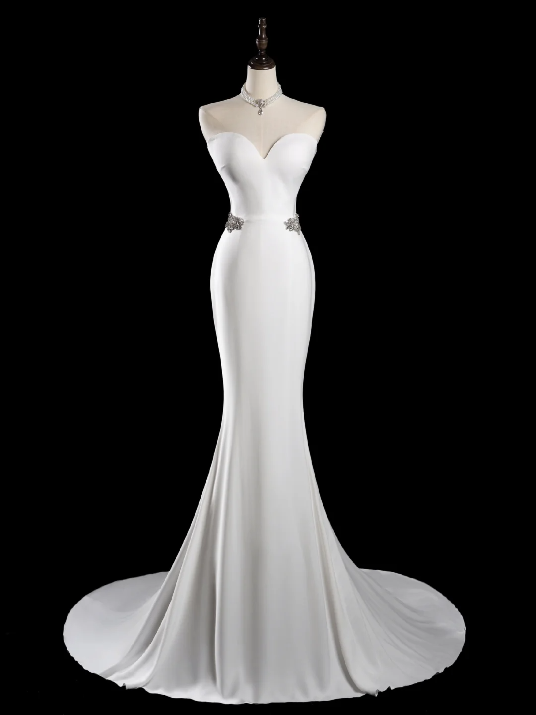 Timeless Mermaid Sweetheart Sleeveless Satin Fitted Long Wedding Dress Bride Gown Wedding Dresses RB1880