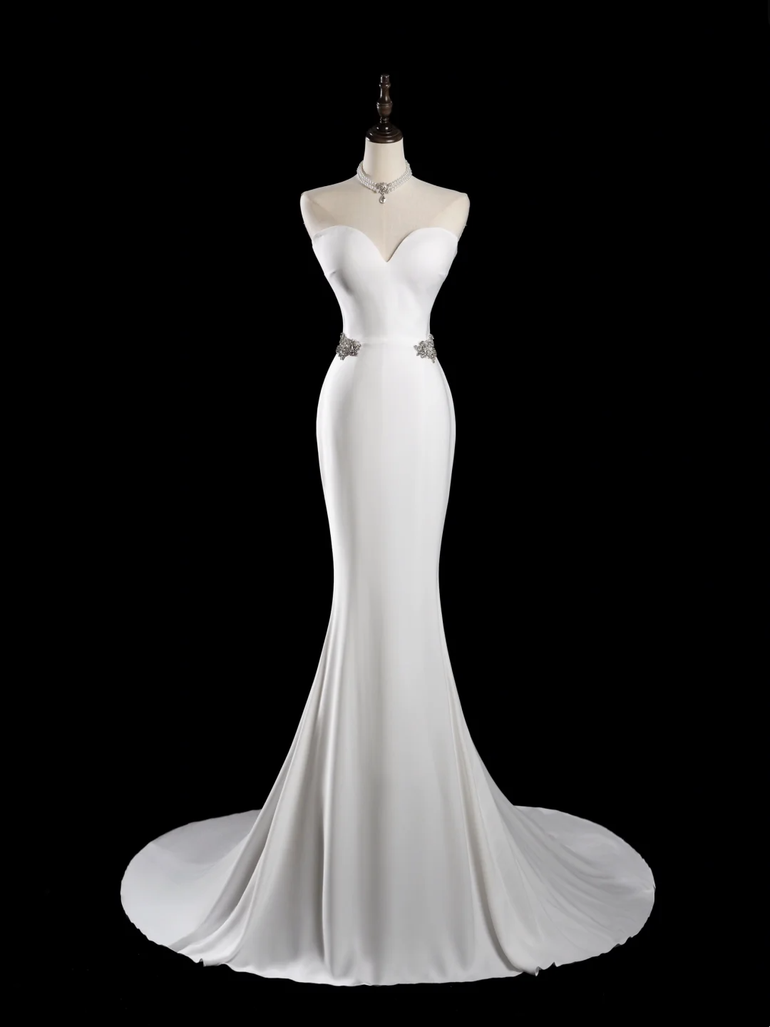 Timeless Mermaid Sweetheart Sleeveless Satin Fitted Long Wedding Dress Bride Gown Wedding Dresses RB1880