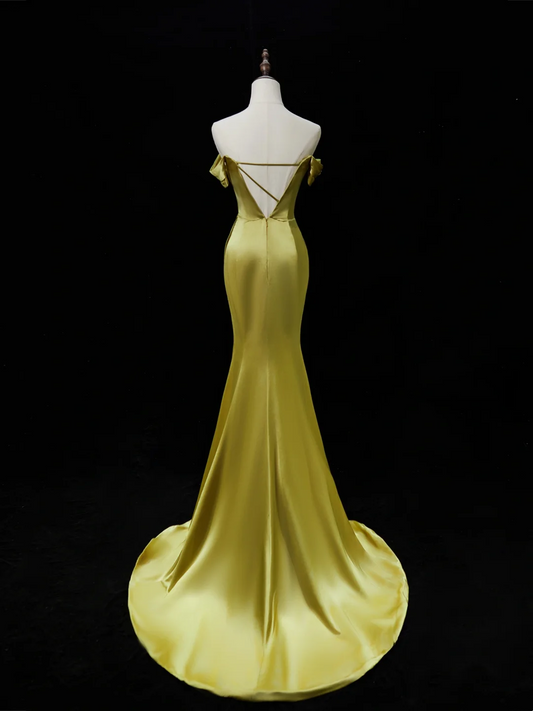 Elegant Mermaid Off The Shoulder Satin Green Long Prom Dresses Impress 18th Birthday Outfits Prom Gown RB1880