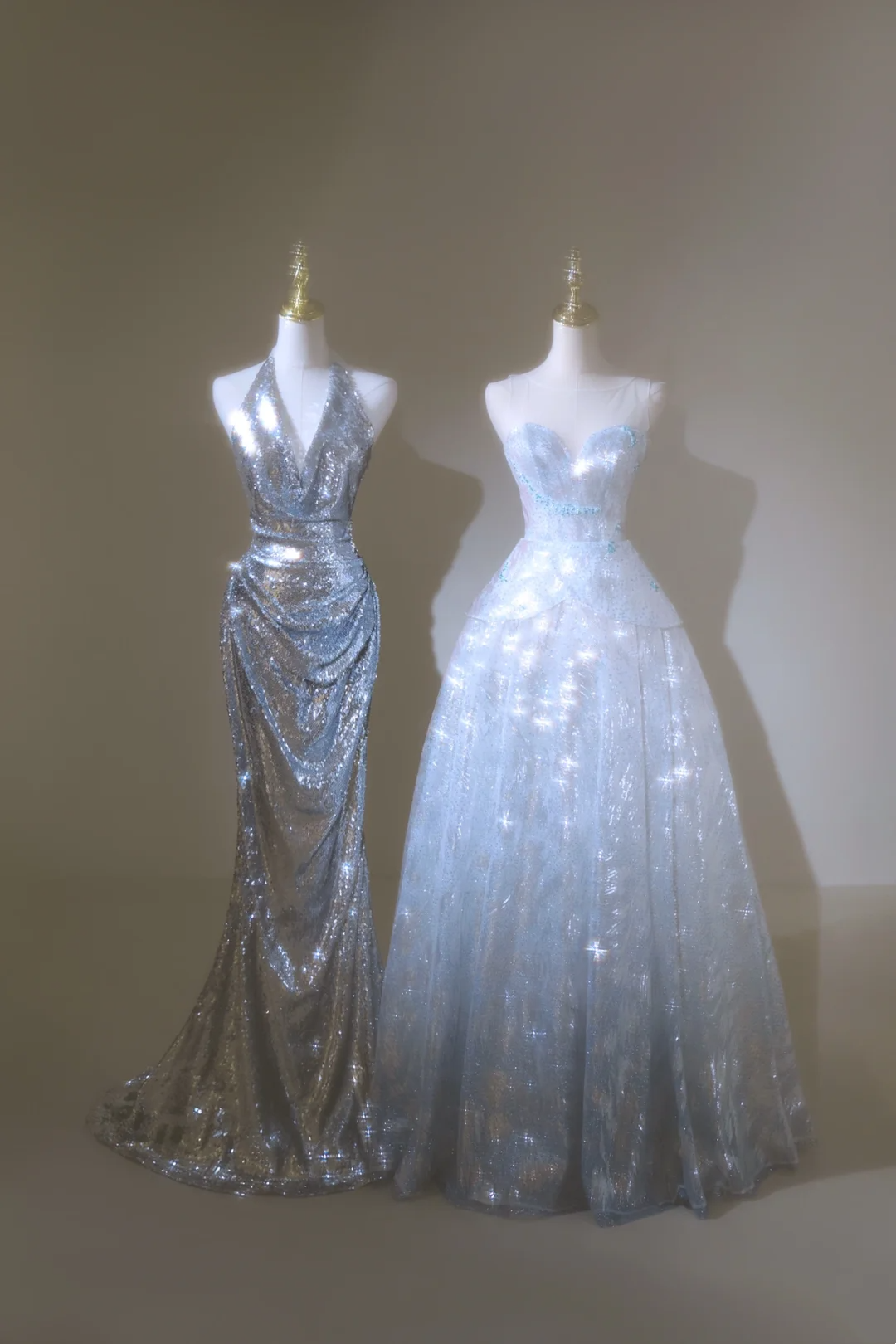 Robe de bal rétro à paillettes, décolleté en cœur, bleu ciel clair, longue, tenue de bal impressionnante pour un 20e anniversaire, RB1892