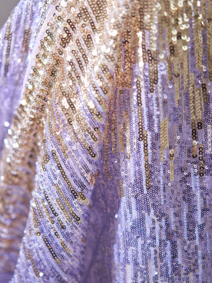 Robe de bal rétro à épaules dénudées et paillettes lilas, longue robe de bal, tenue impressionnante pour un 18e anniversaire, robe de bal RB1899