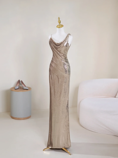 Robe de bal longue à paillettes et bretelles asymétriques style sirène scintillante, tenue de bal pour un 19e anniversaire, RB1901