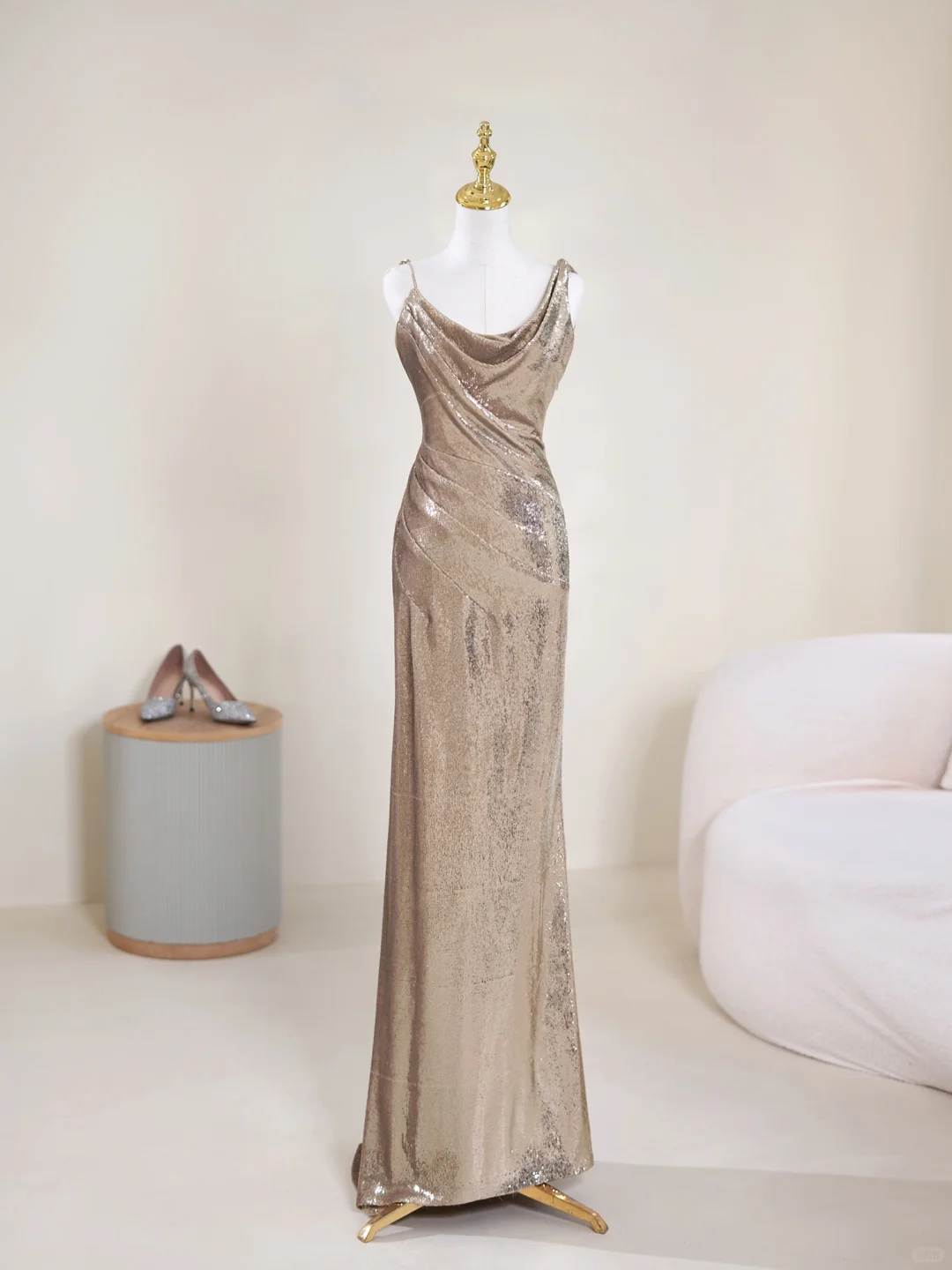 Robe de bal longue à paillettes et bretelles asymétriques style sirène scintillante, tenue de bal pour un 19e anniversaire, RB1901