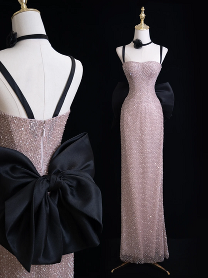 Modest Mermaid Spaghetti Straps Pink Sequin Long Prom Dresses Impress 19th Birthday Outfits Prom Gown RB1914