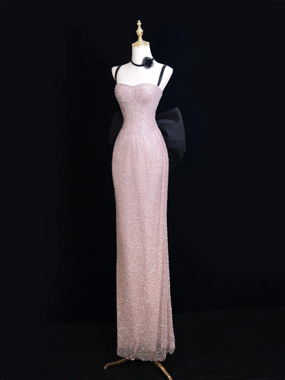 Modest Mermaid Spaghetti Straps Pink Sequin Long Prom Dresses Impress 19th Birthday Outfits Prom Gown RB1914