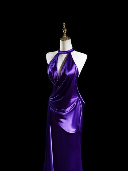 Modest Mermaid Scoop Neck Grape Silk Satin Long Prom Dresses Impress 19th Birthday Outfits Prom Gown RB1920