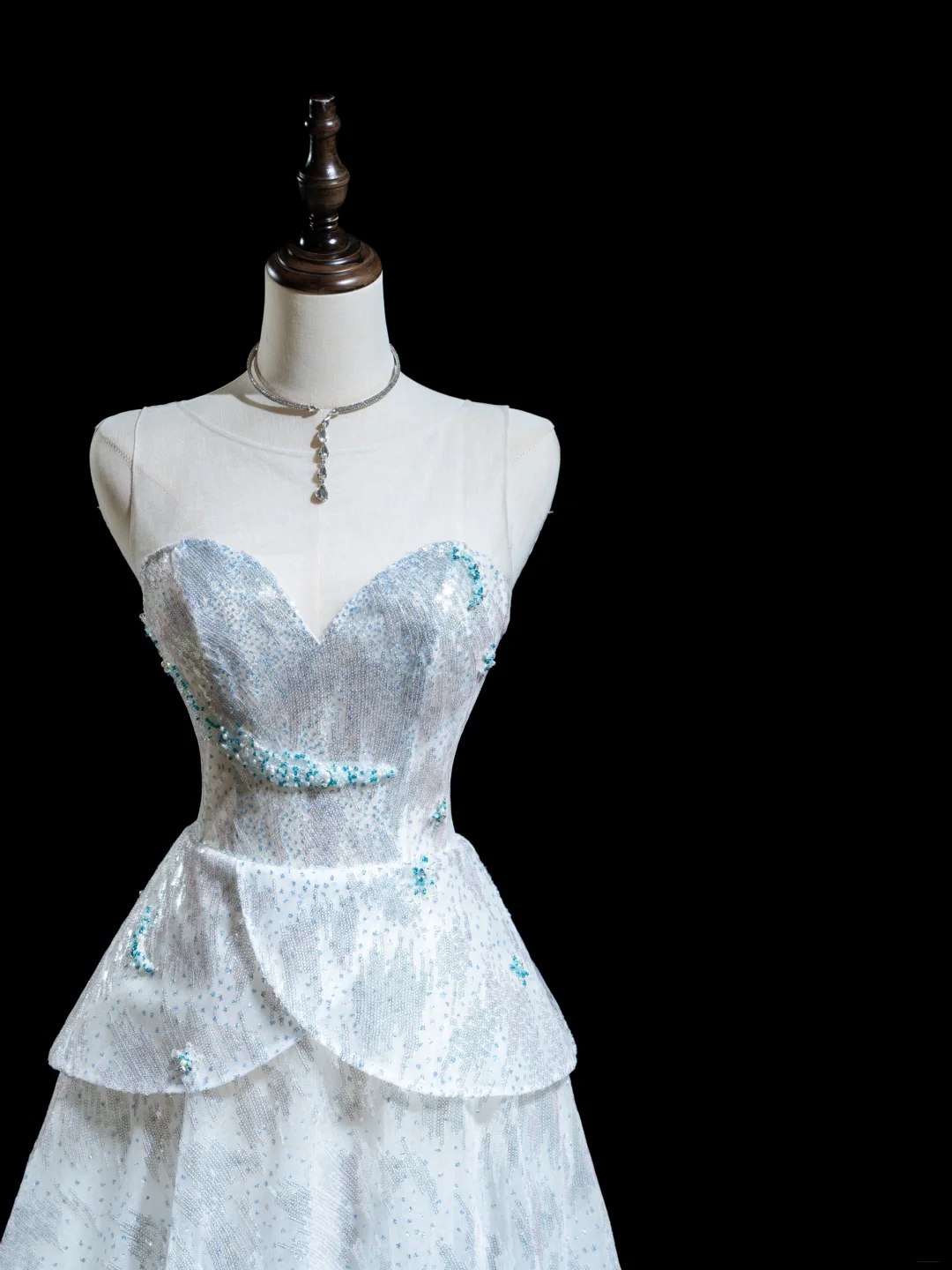 Robe de bal élégante en dentelle, décolleté en cœur, bleu ciel clair, paillettes, robe de bal esthétique, robe de soirée, robe de remise de diplôme, RB1923