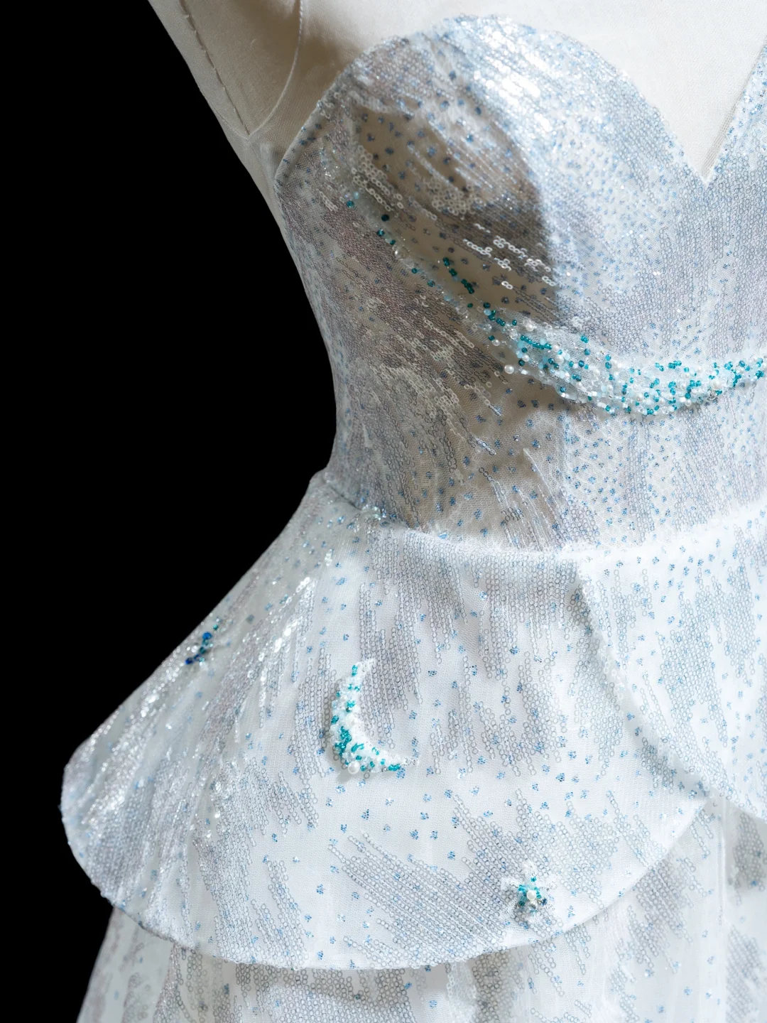 Robe de bal élégante en dentelle, décolleté en cœur, bleu ciel clair, paillettes, robe de bal esthétique, robe de soirée, robe de remise de diplôme, RB1923