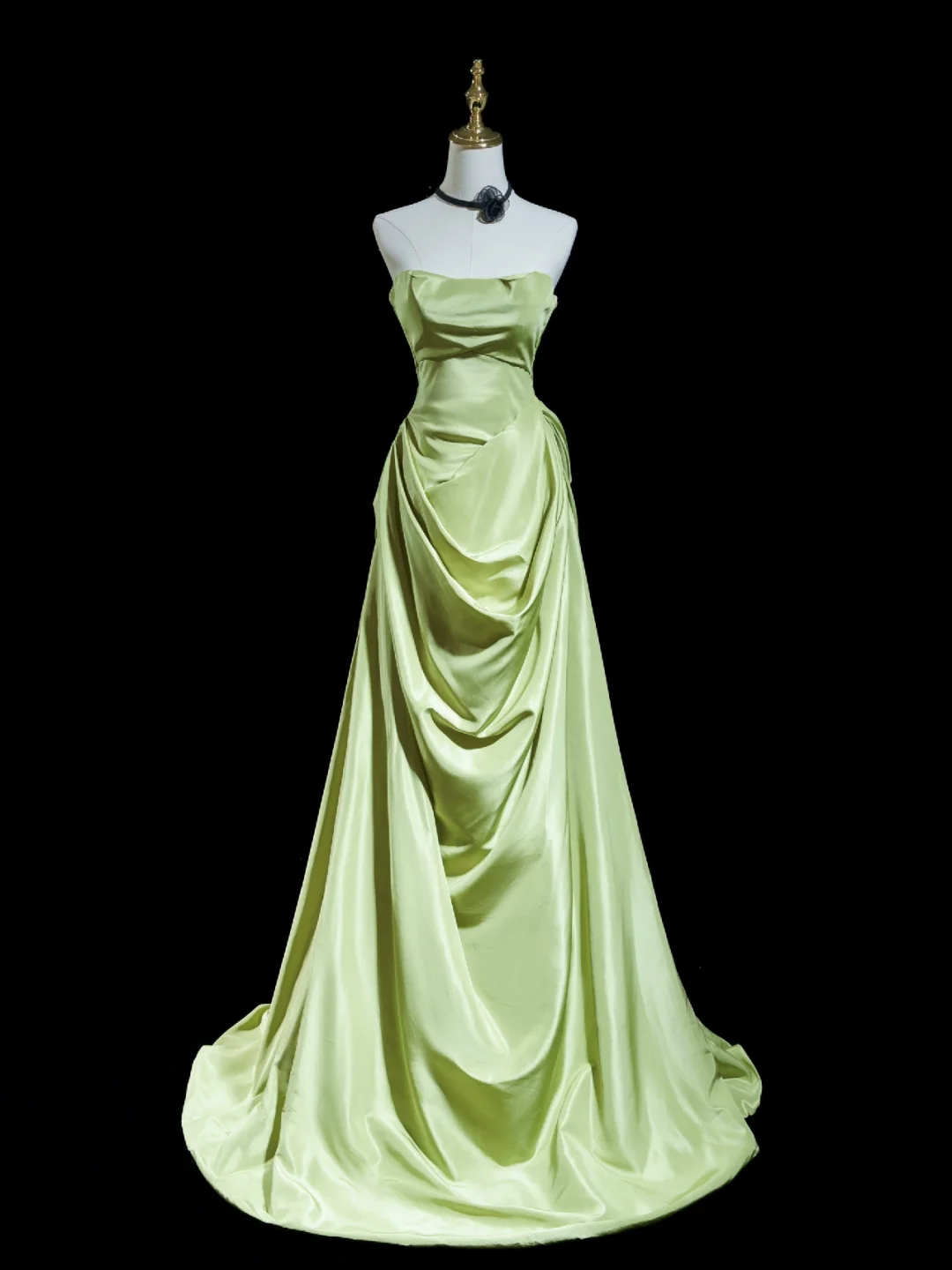 Simple Sheath Strapless Mint Green Satin Pleated Long Prom Dresses Formal Dress 18th Birthday Outfits Prom Gown RB1925