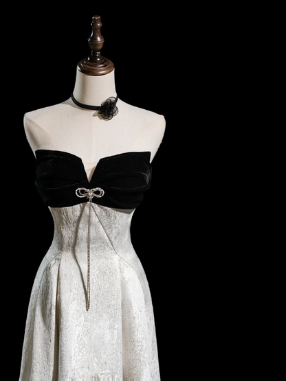 Robe de bal longue en satin, sans bretelles, coupe trapèze, tenue de soirée pour 18e anniversaire, RB1928