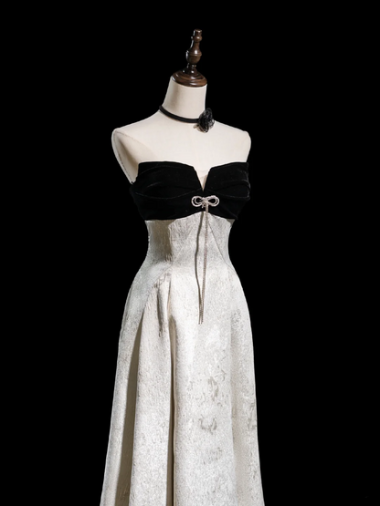 Robe de bal longue en satin, sans bretelles, coupe trapèze, tenue de soirée pour 18e anniversaire, RB1928