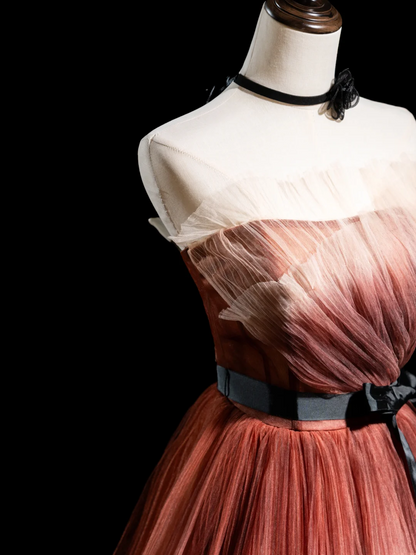 Robe de bal longue et modeste en tulle multicolore, sans bretelles, coupe trapèze, tenue de soirée pour 20e anniversaire, RB1930