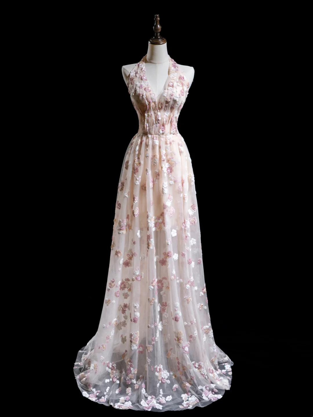 Pretty A line Halter Blush Pink Lace Prom Dresses Formal Dress 18th Birthday Outfits Prom Gown RB1931