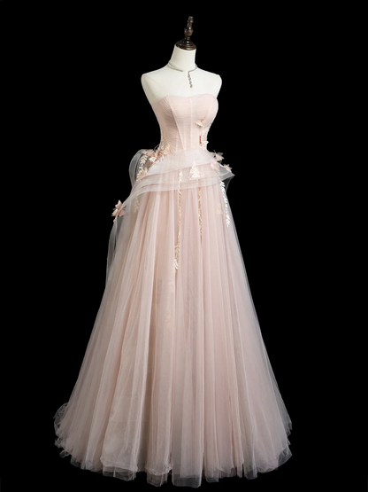 Robe de bal bustier en tulle rose blush, jolie robe de bal esthétique pour seniors, tenue de soirée, robe de remise de diplôme, RB1933