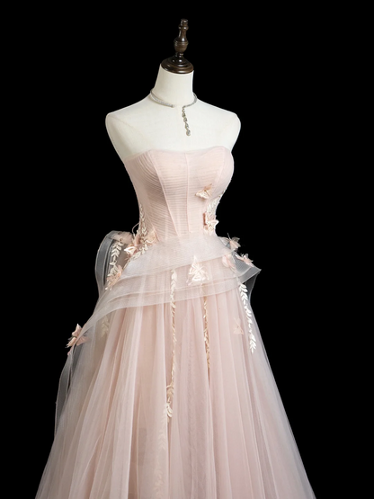 Robe de bal bustier en tulle rose blush, jolie robe de bal esthétique pour seniors, tenue de soirée, robe de remise de diplôme, RB1933