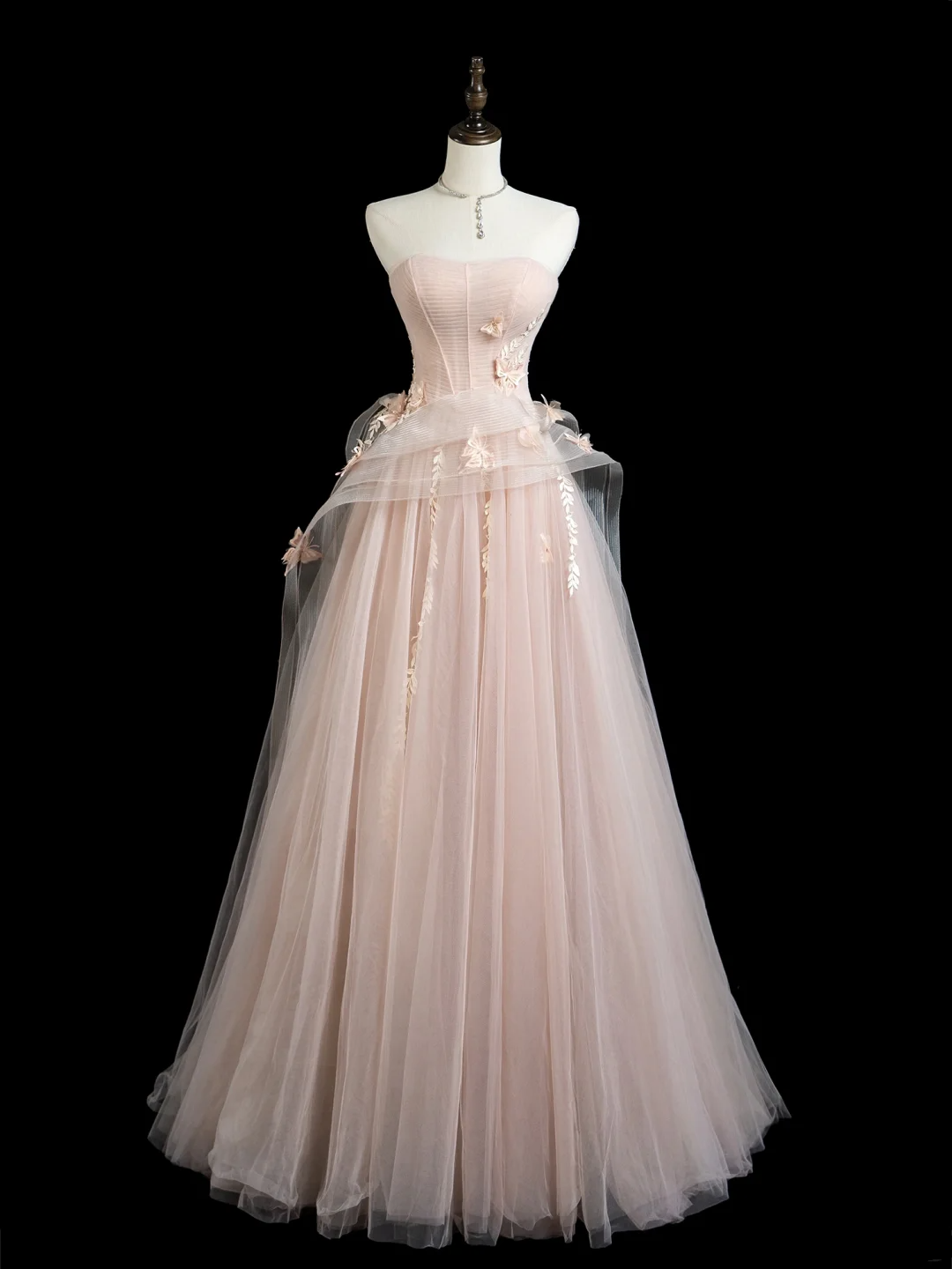 Robe de bal bustier en tulle rose blush, jolie robe de bal esthétique pour seniors, tenue de soirée, robe de remise de diplôme, RB1933