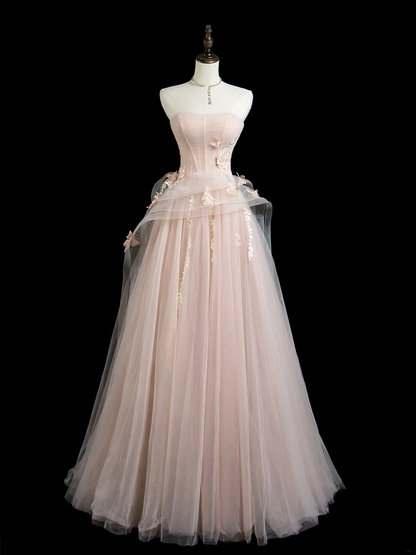 Robe de bal bustier en tulle rose blush, jolie robe de bal esthétique pour seniors, tenue de soirée, robe de remise de diplôme, RB1933