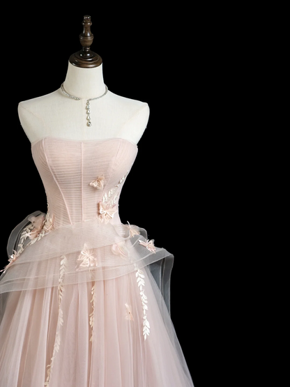 Robe de bal bustier en tulle rose blush, jolie robe de bal esthétique pour seniors, tenue de soirée, robe de remise de diplôme, RB1933