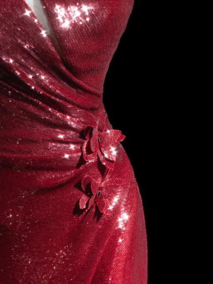 Timeless Mermaid One Shoulder Burgundy Sequin Slit Long Prom Dresses Inspiration Party Dress Prom Gowns RB1934