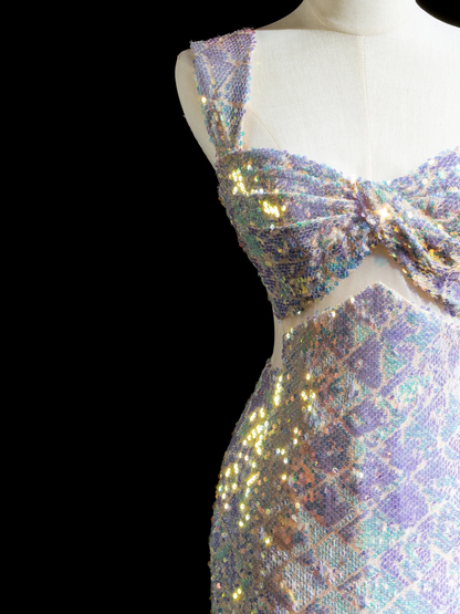 Robe de bal longue à paillettes style sirène, décolleté en cœur, couleur lilas, tenue de soirée pour 20e anniversaire, RB1935