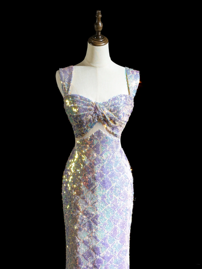Robe de bal longue à paillettes style sirène, décolleté en cœur, couleur lilas, tenue de soirée pour 20e anniversaire, RB1935