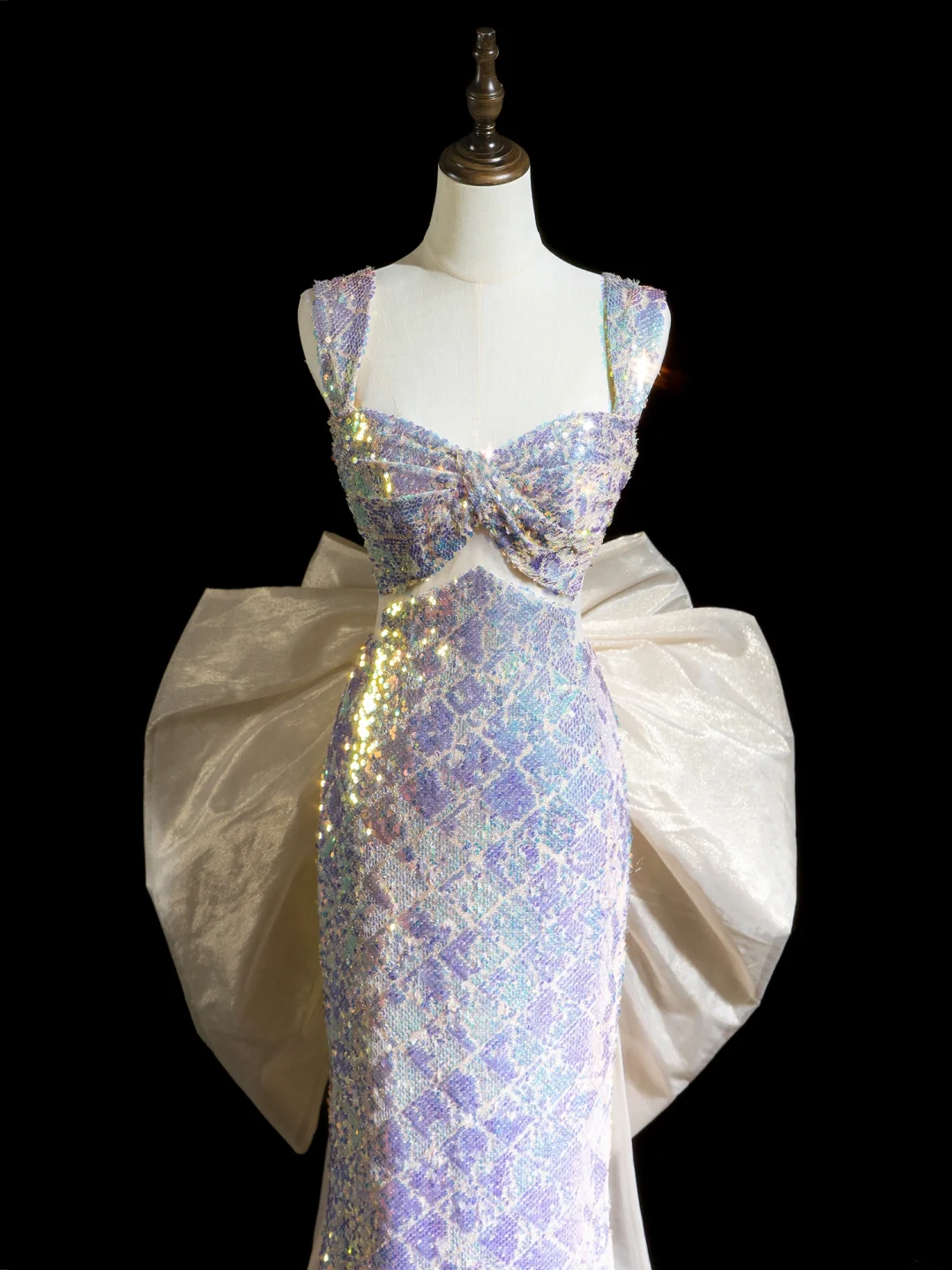 Robe de bal longue à paillettes style sirène, décolleté en cœur, couleur lilas, tenue de soirée pour 20e anniversaire, RB1935