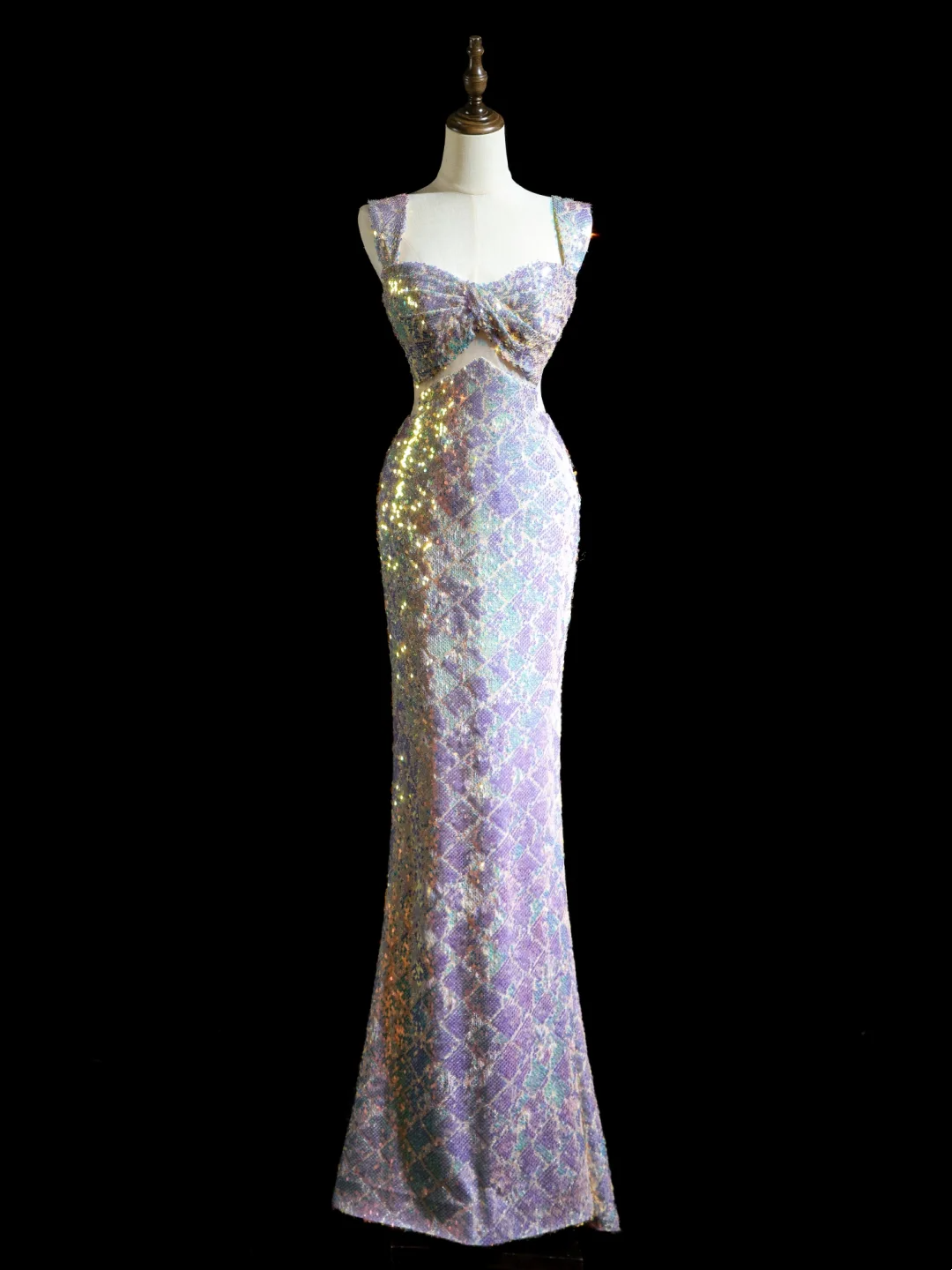 Robe de bal longue à paillettes style sirène, décolleté en cœur, couleur lilas, tenue de soirée pour 20e anniversaire, RB1935