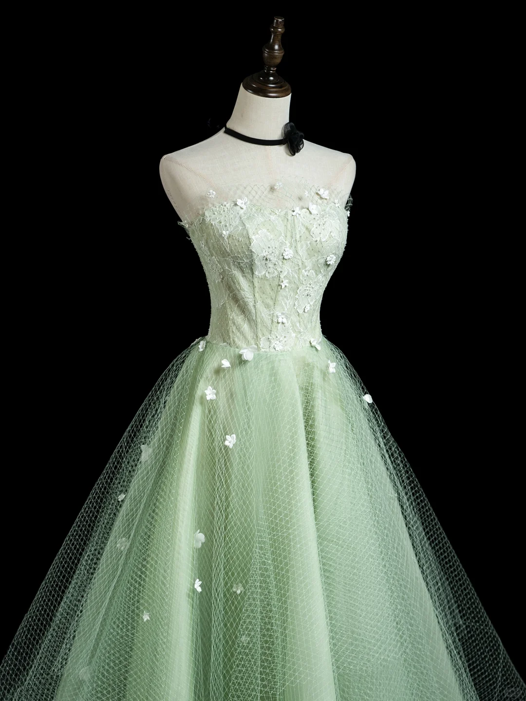 Robe de bal chic bustier en tulle vert menthe, tenue de soirée élégante et esthétique, robe de remise de diplôme RB1936