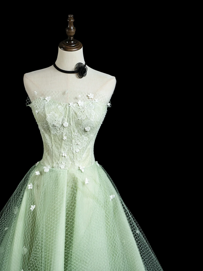 Robe de bal chic bustier en tulle vert menthe, tenue de soirée élégante et esthétique, robe de remise de diplôme RB1936