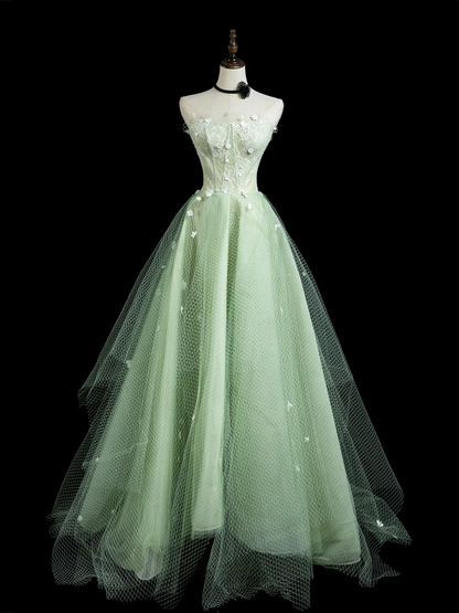 Robe de bal chic bustier en tulle vert menthe, tenue de soirée élégante et esthétique, robe de remise de diplôme RB1936