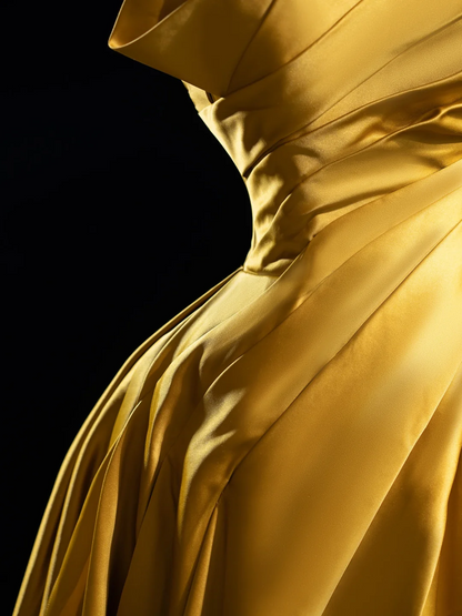 Robe de bal chic en satin doré à volants et décolleté en cœur, tenue de bal esthétique pour seniors, tenue de cérémonie, robe de remise de diplôme RB1939