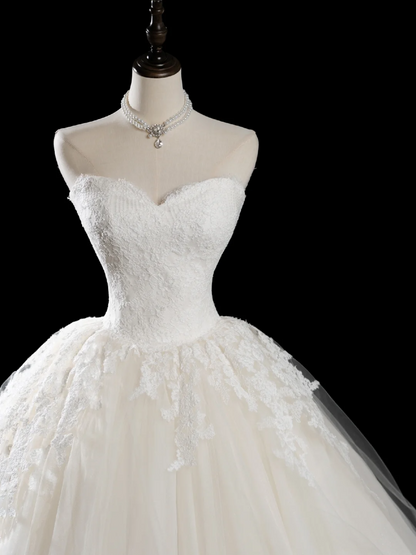 Princess Ball Gown Sweetheart Sleeveless Tulle Fitted Corset Long Wedding Dress Bride Gowns White Wedding Dresses RB1942