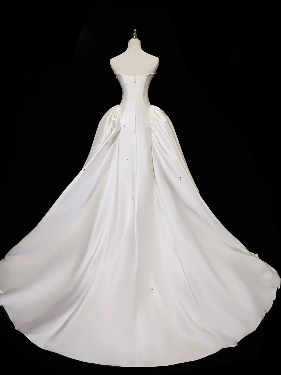 Robe de mariée princesse bustier sans manches en satin, corset ajusté, longue, blanche, RB1945