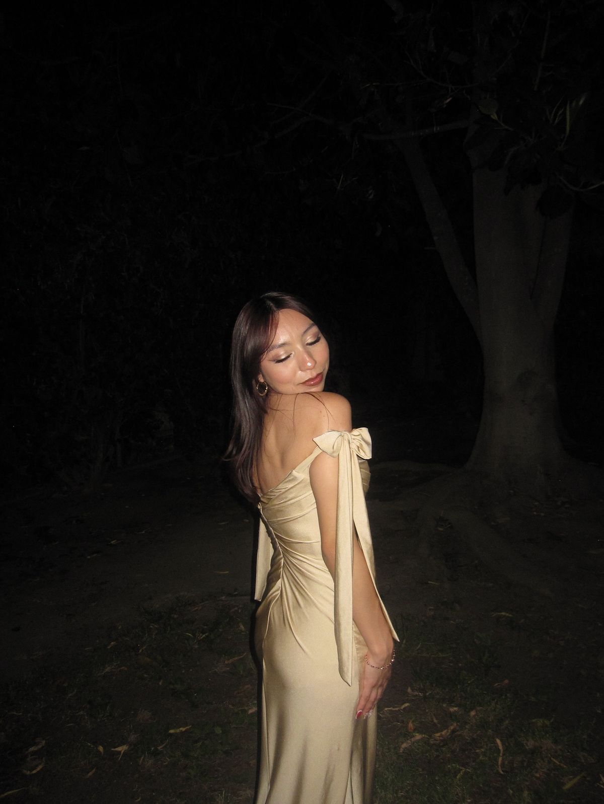 Robe de bal sirène en satin champagne à épaules dénudées, tenue de soirée pour 18 ans, RB1955