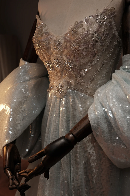 Robe de bal trapèze unique à paillettes argentées et décolleté en cœur pour adolescentes, tenue de soirée formelle, robe de bal RB2017