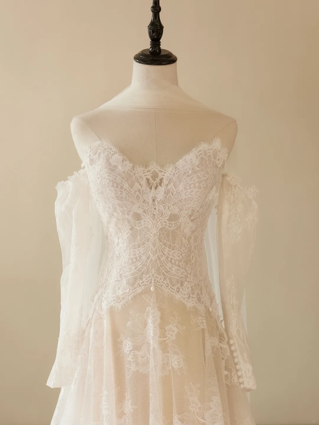 Robe de mariée sirène à épaules dénudées et manches longues en dentelle, corset ajusté, robe de mariée blanche RB2036
