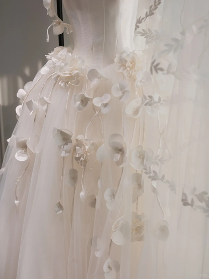 Robe de bal intemporelle à bretelles spaghetti, sans manches, en tulle, corset ajusté, longue robe de mariée, robes de mariée blanches RB2037